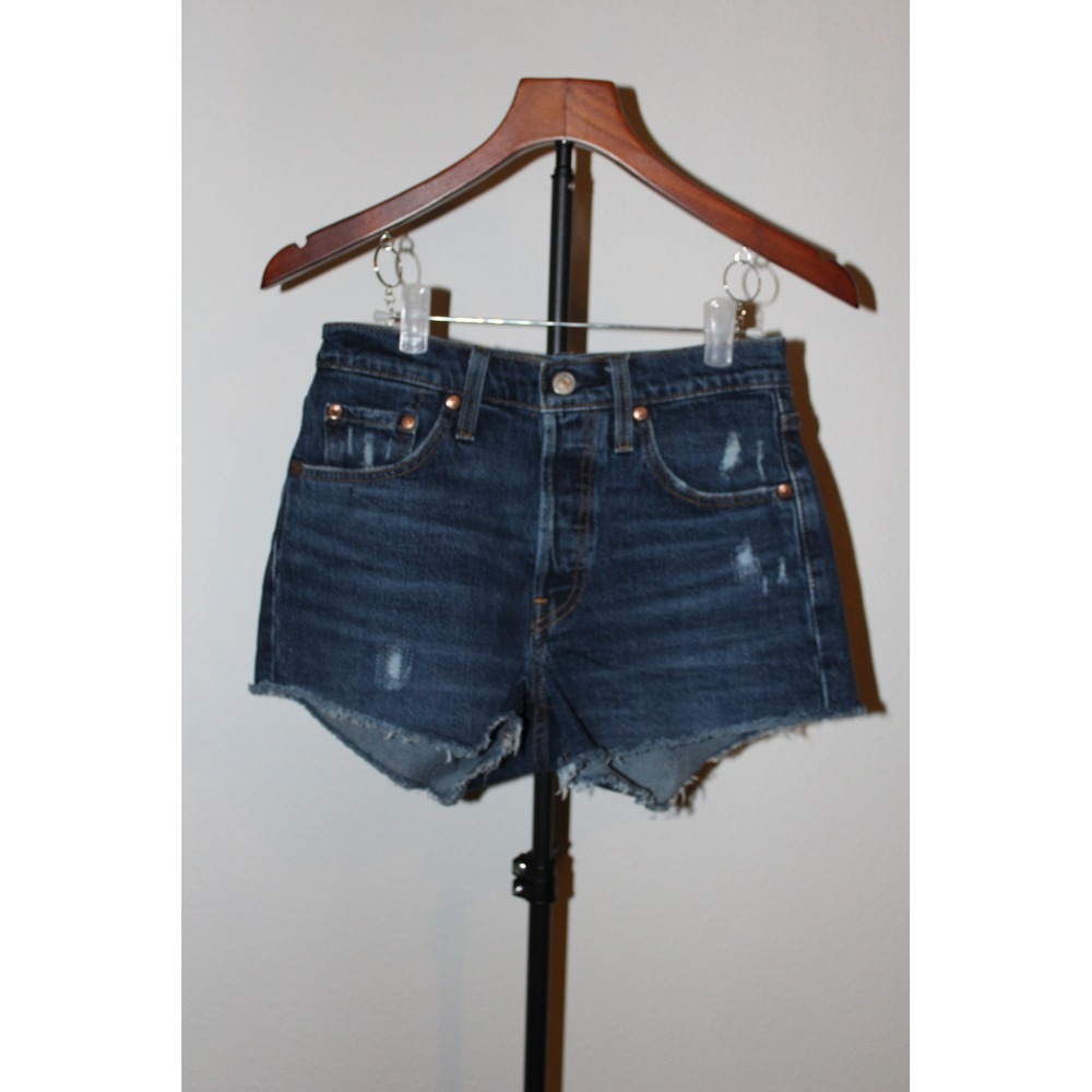 Levi's 501 Original Shorts Women's 25 Dark Wash Distressed Denim Cutoffs